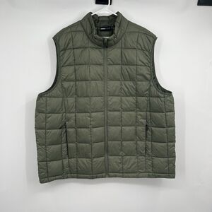 SWISS TECH Mens 2X 50-52 Olive Green Puffer Vest Lightweight Quilted Outdoor Zip